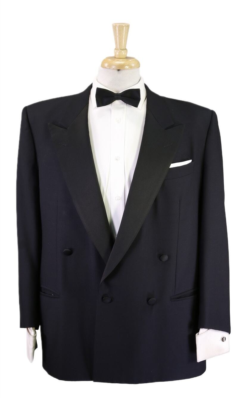 Lubiam Black Double Breasted Tuxedo Formal Wedding Blazer Jacket 42S